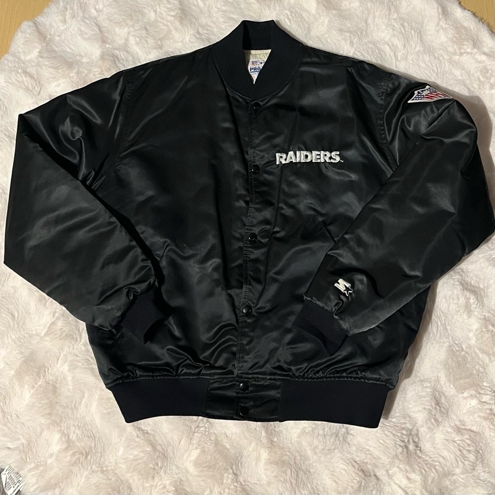 Vintage STARTER Los Angeles Raiders Pro Line Satin Varsity Jacket 80s 90s XL